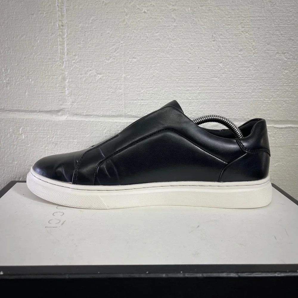 Nordstrom Rack 58665 Black Leather Casual Sneaker Shoes Slip On Men's 8.5 M